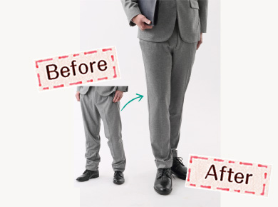 美脚シルエットのスラックスへ