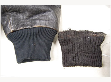 革ジャンパーの袖リブニット交換