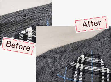 セーターの穴あき補修